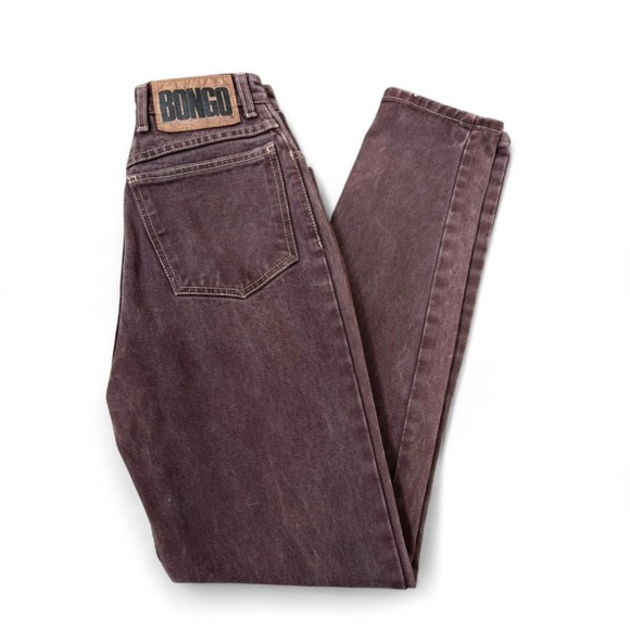 VTG 90s Bongo Jeans Size 5 Brown Denim High Waist Tapered Leg USA Made - Picture 2 of 8